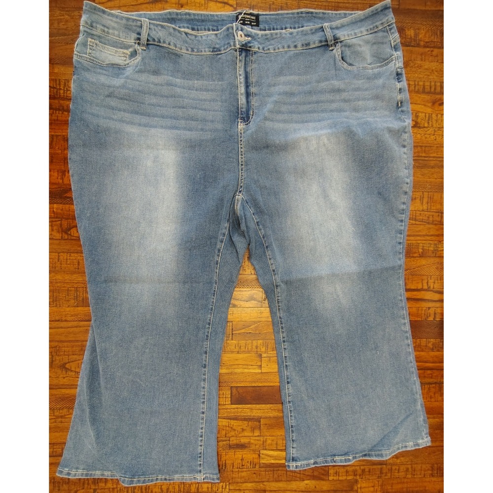 BloomChic Womens Plus Size 30 Light Wash Wide Leg Denim Jeans‎ Stretch Blue